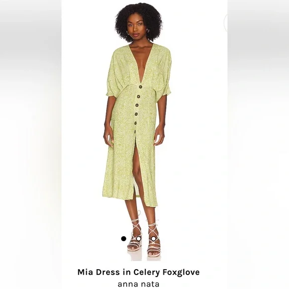 Ana Nata -Mia dress - colour celery foxglove - Picture 1 of 6
